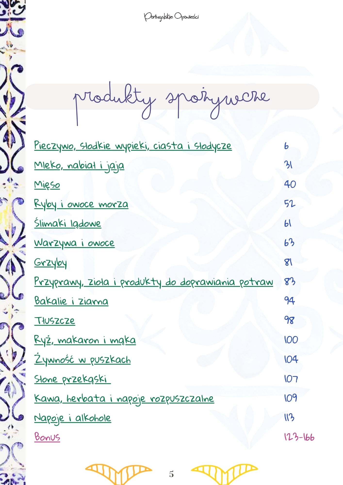 Portugalski słowniczek - Produkty spożywcze - Portugalskie opowieści - Spis treści